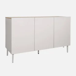 sweeek Credenza effetto legno con gambe in metallo 3 ante, 120cm