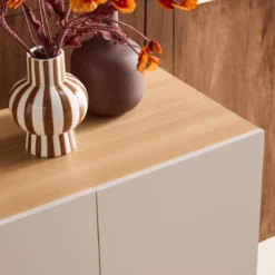 sweeek Credenza effetto legno con gambe in metallo 3 ante, 120cm