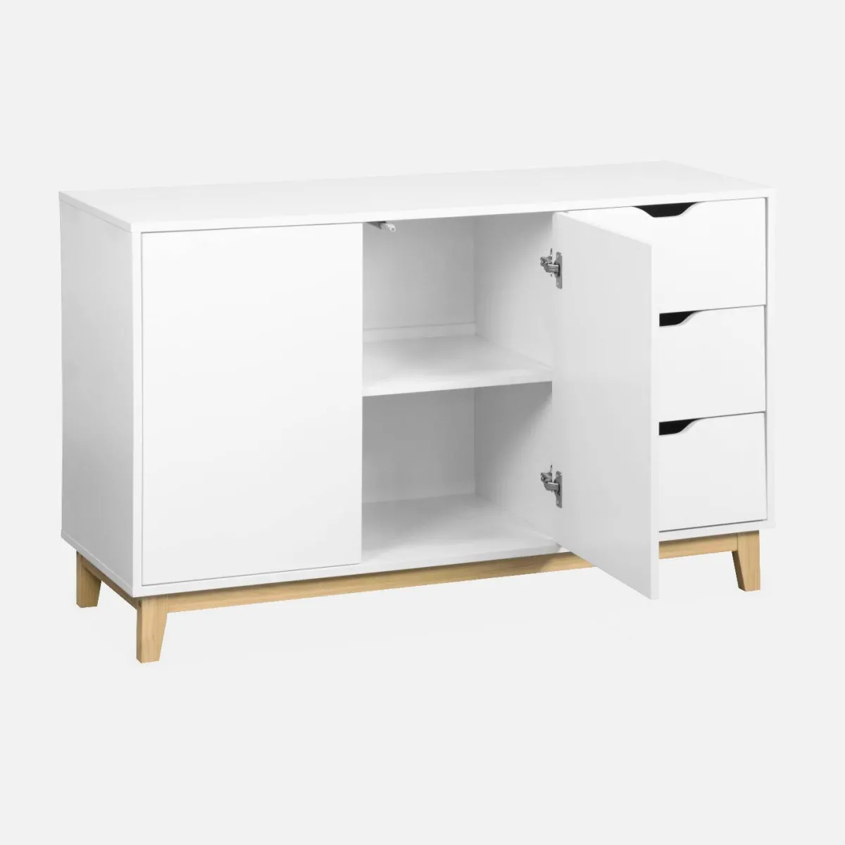 sweeek Credenza effetto legno con gambe in legno 2 ante, 120cm