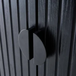 sweeek Credenza effetto legno con scanalature nere 2 ante, 80cm