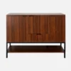 sweeek Credenza effetto legno tinto noce e metallo a 3 ante, 110cm