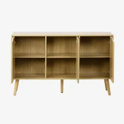 sweeek Credenza effetto noce con 3 ante e 3 ripiani, 120cm