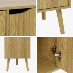 sweeek Credenza effetto noce con 3 ante e 3 ripiani, 120cm