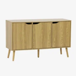 sweeek Credenza effetto noce con 3 ante e 3 ripiani, 120cm