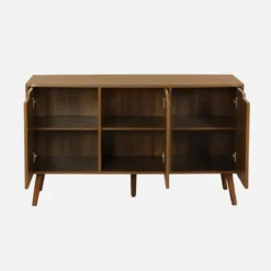 Credenza effetto noce con 3 ante e 3 ripiani, 120cm