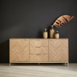 sweeek Credenza effetto spina di pesce a 2 ante, 160cm