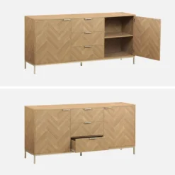 sweeek Credenza effetto spina di pesce a 2 ante, 160cm