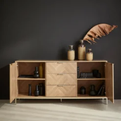 sweeek Credenza effetto spina di pesce a 2 ante, 160cm