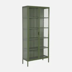 sweeek Credenza in acciaio e vetro temperato 2 porte, 180cm