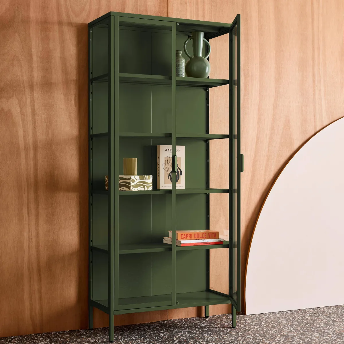 sweeek Credenza in acciaio e vetro temperato 2 porte, 180cm