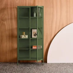 sweeek Credenza in acciaio e vetro temperato 2 porte, 180cm