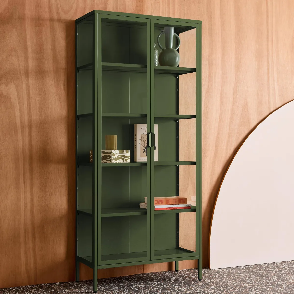sweeek Credenza in acciaio e vetro temperato 2 porte, 180cm