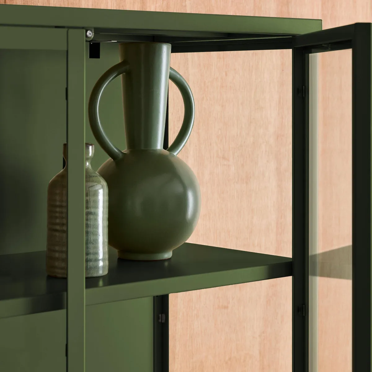 sweeek Credenza in acciaio e vetro temperato 2 porte, 180cm