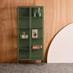 sweeek Credenza in acciaio e vetro temperato 2 porte, 180cm