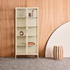 sweeek Credenza in acciaio e vetro temperato 2 porte, 180cm