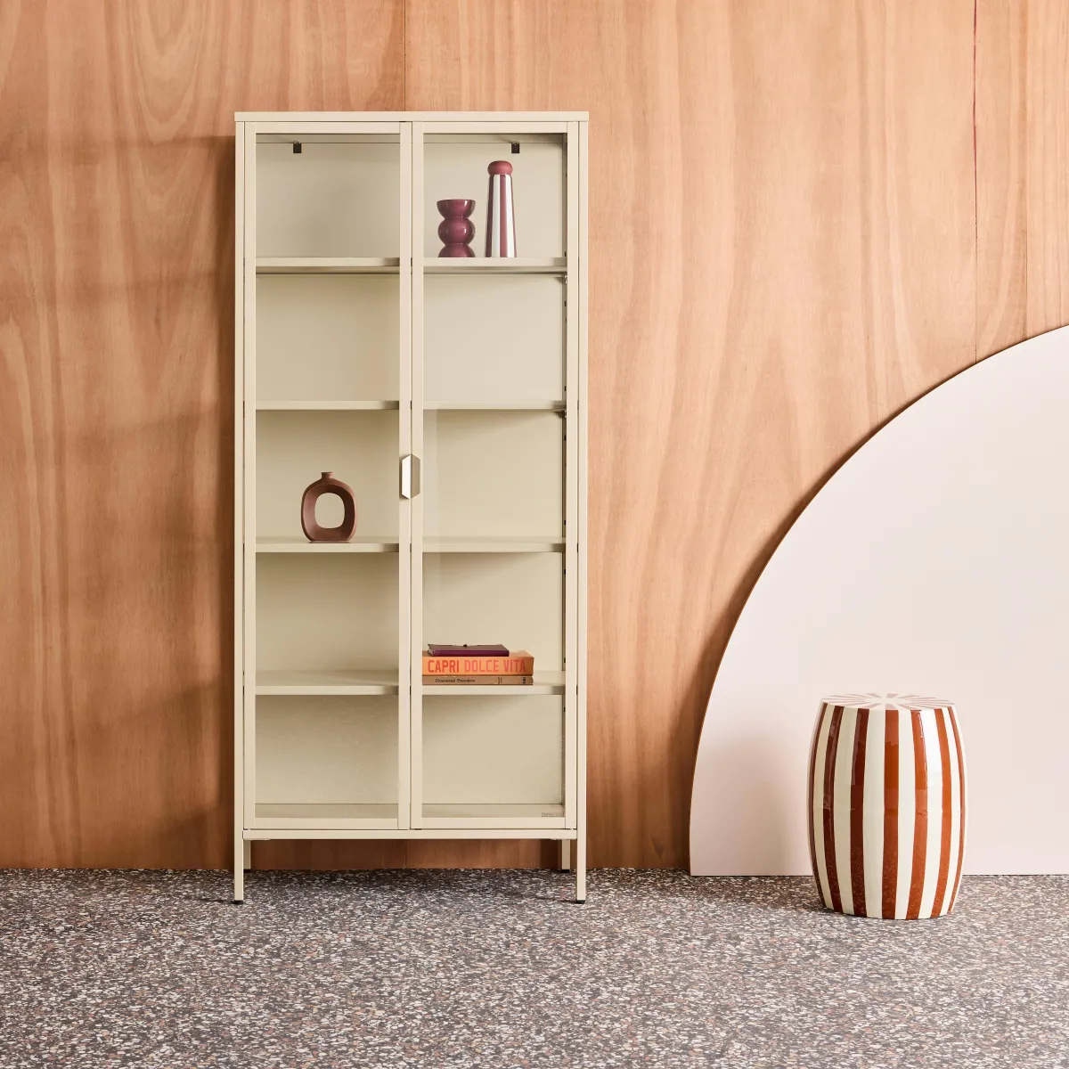sweeek Credenza in acciaio e vetro temperato 2 porte, 180cm