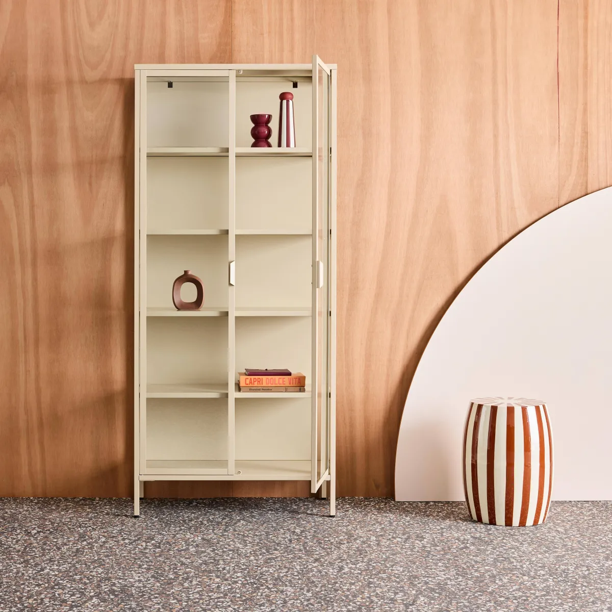 sweeek Credenza in acciaio e vetro temperato 2 porte, 180cm