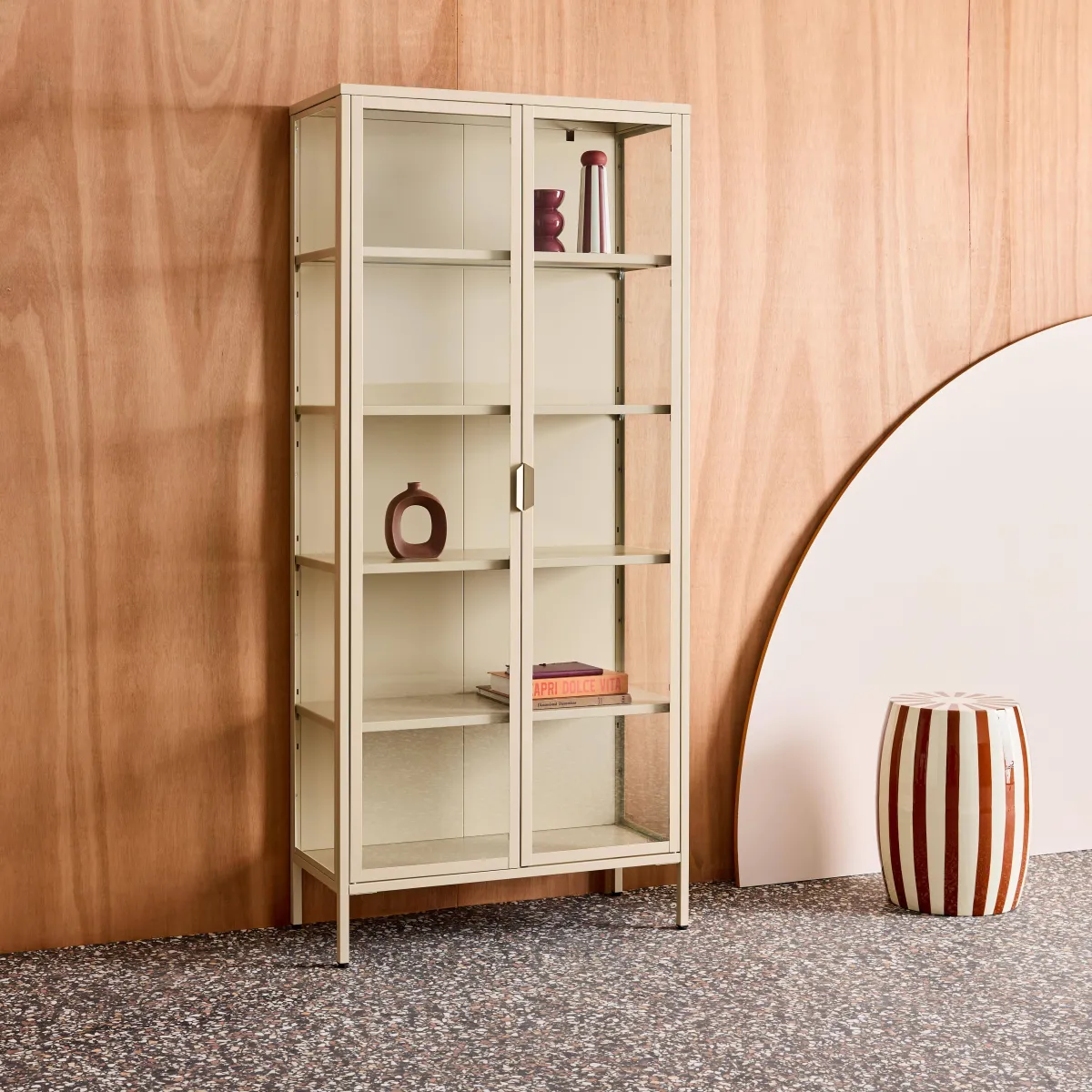 sweeek Credenza in acciaio e vetro temperato 2 porte, 180cm