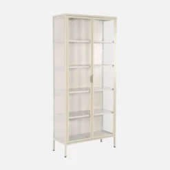 sweeek Credenza in acciaio e vetro temperato 2 porte, 180cm