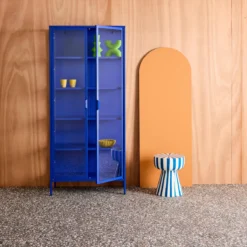 sweeek Credenza in acciaio e vetro temperato 2 porte, 180cm