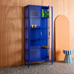 sweeek Credenza in acciaio e vetro temperato 2 porte, 180cm