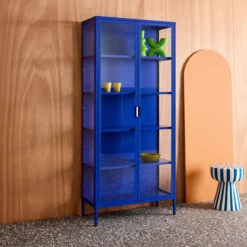 sweeek Credenza in acciaio e vetro temperato 2 porte, 180cm
