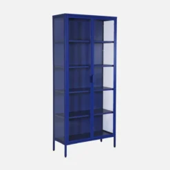 sweeek Credenza in acciaio e vetro temperato 2 porte, 180cm
