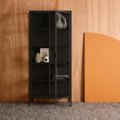 Credenza in acciaio e vetro temperato 2 porte, 180cm