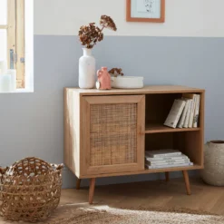 Credenza in cannage, 1 anta, 80cm