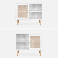 Credenza in cannage, 1 anta, 80cm