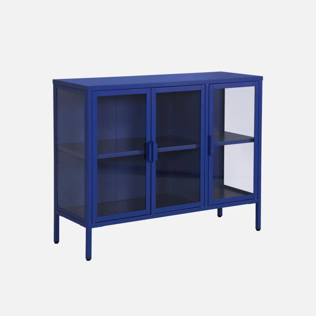 sweeek Credenza industriale in metallo e vetro temperato 3 ante, 100cm