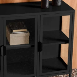Credenza industriale in metallo e vetro temperato 3 ante, 100cm