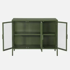 Credenza industriale in metallo e vetro temperato 3 ante, 100cm