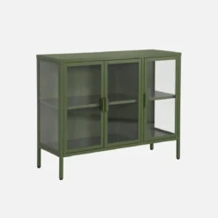 Credenza industriale in metallo e vetro temperato 3 ante, 100cm