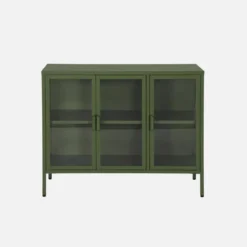 Credenza industriale in metallo e vetro temperato 3 ante, 100cm