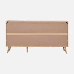 sweeek Credenza in legno e canna a 2 ante e 3 cassetti, 150cm