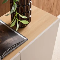 sweeek Credenza in metallo e decorazione in legno 3 ante, 150cm