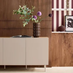 sweeek Credenza in metallo e decorazione in legno 3 ante, 150cm