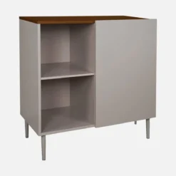 sweeek Credenza in metallo e decorazione in legno 1 anta, 80cm