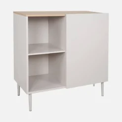 Credenza in metallo e decorazione in legno 1 anta, 80cm