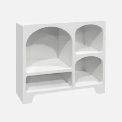 sweeek Credenza organica a 4 scomparti effetto legno bianco, 90cm