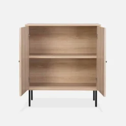 sweeek Credenza scanalate effetto legno a 2 ante, 83.5cm