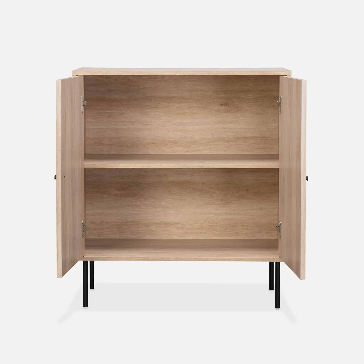 sweeek Credenza scanalate effetto legno a 2 ante, 83.5cm