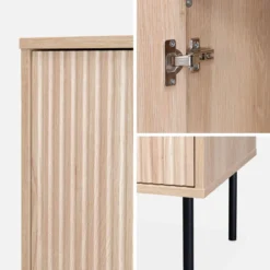 sweeek Credenza scanalate effetto legno a 2 ante, 83.5cm