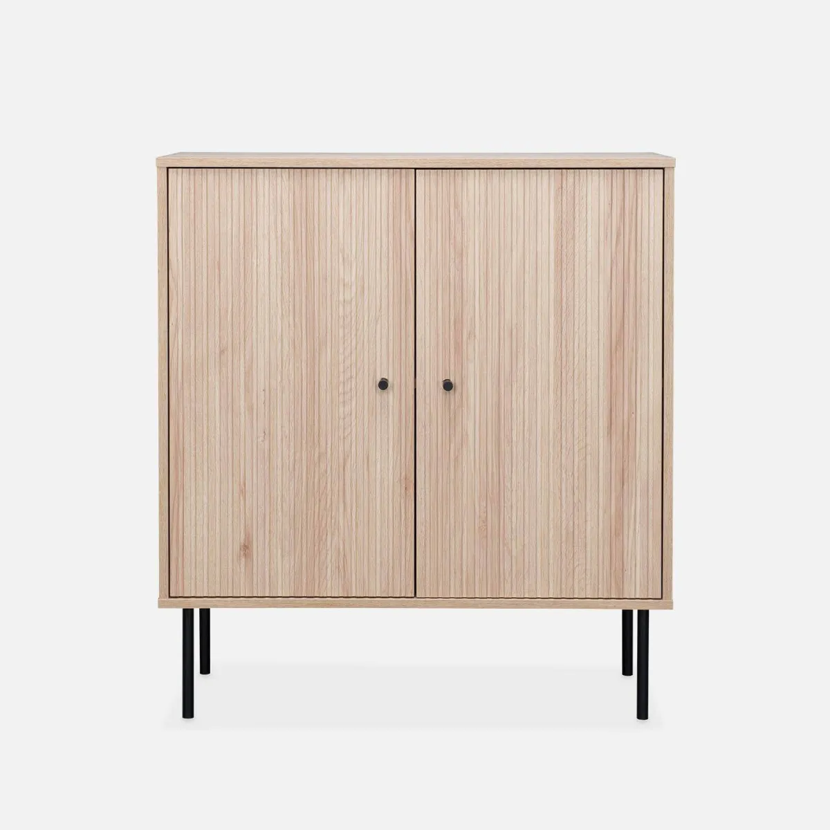 sweeek Credenza scanalate effetto legno a 2 ante, 83.5cm