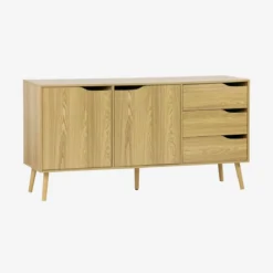sweeek Credenza scandinava a 2 ante effetto legno di noce, 160cm