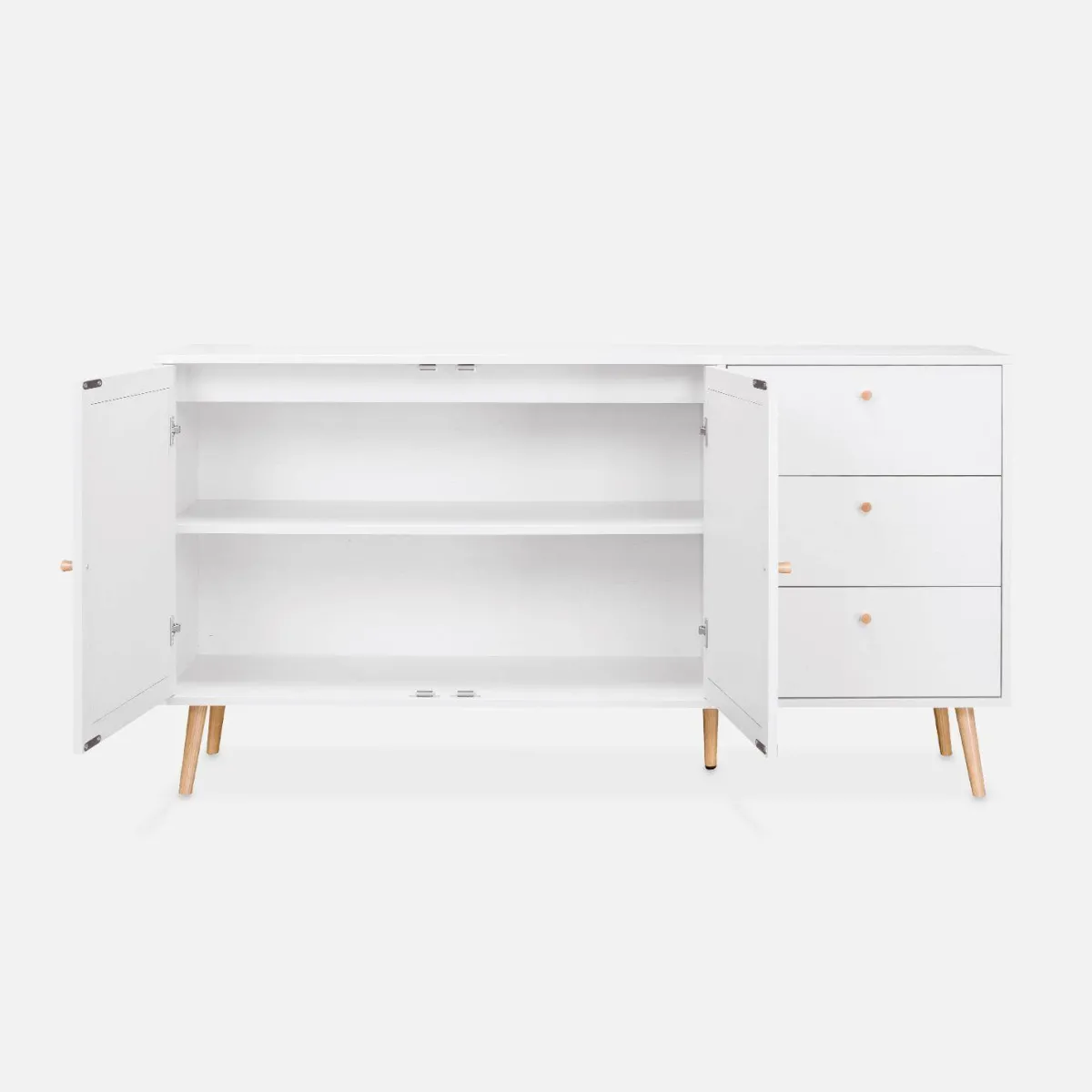 sweeek Credenza scandinava a 2 ante in canna, 150cm