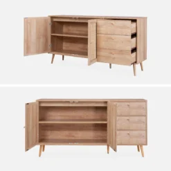 Credenza scandinava a 2 ante in canna, 150cm
