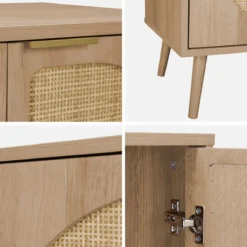 sweeek Credenza scandinava con decoro in legno e canna, 120cm