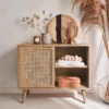 sweeek Credenza scandinava con decoro, legno arrotondato, 80cm
